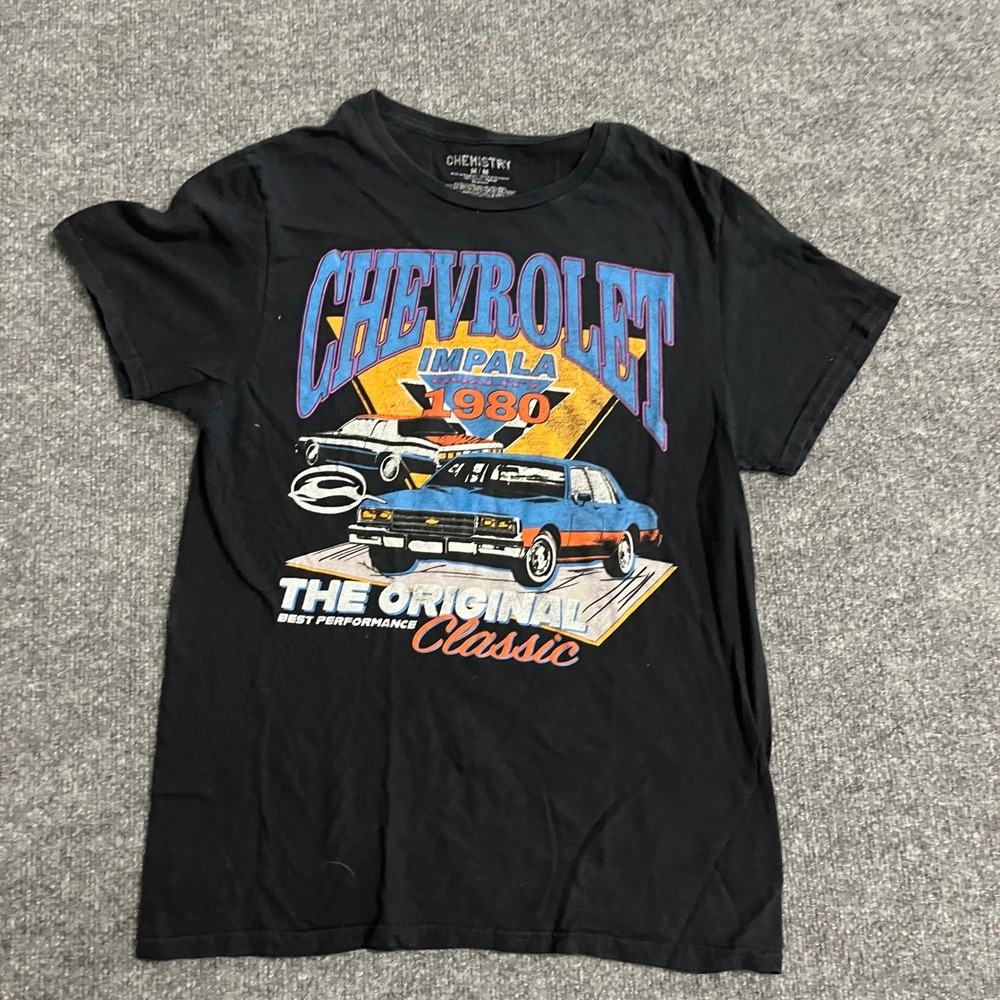 Chemistry T-Shirt Mens Size M Black Chevrolet Impala 1980 Classic Car Graphic